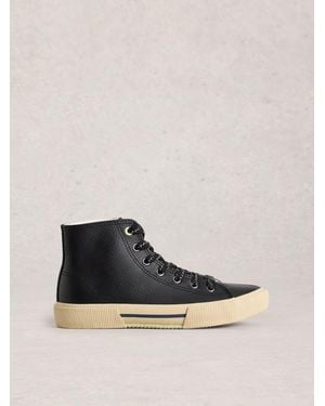 White Stuff Stuff Pippa Leather Hi-Top Sneakers - Black