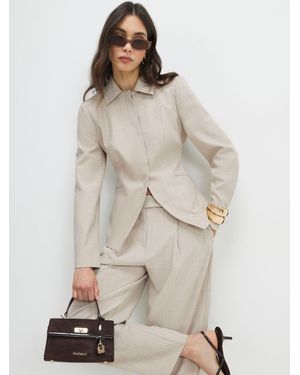 River Island Soft Tailored Fitted Shacket - Natural