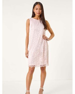 Roman Petite Bow Back Lace Shift Dress - Pink