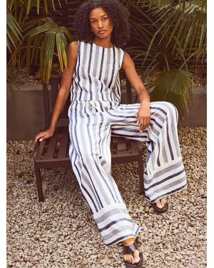 Ro&zo Ro & Zo Stripe Linen Blend Pants - Brown