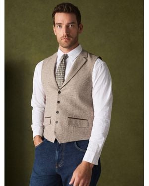 Next Neutral Wool Blend Donegal Textured Waistcoat - Green