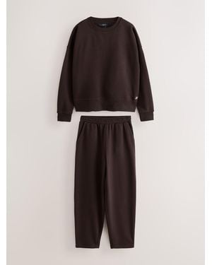 Next Chocolate Crew Neck Sweatshirt & Sweatpants Set 2 Pack - Brown