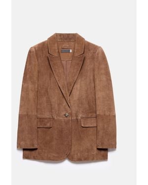 Mint Velvet Suede Blazer - Brown