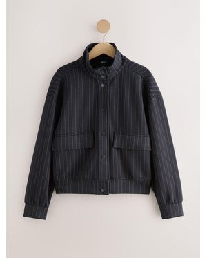 Next Pinstripe Slinky Utility Jacket - Blue