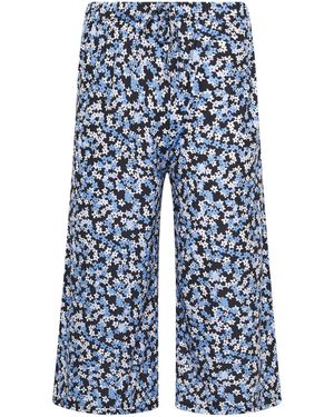M Com Floral Petite Wide Leg Culottes - Blue