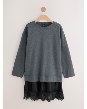 Next 2-In-1 Soft Touch Sweater Lace Skirt - Gray