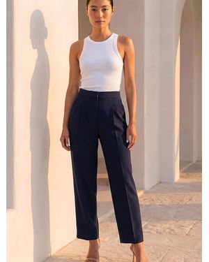Roman Petite Ankle Grazer Smart Stretch Pants - Blue