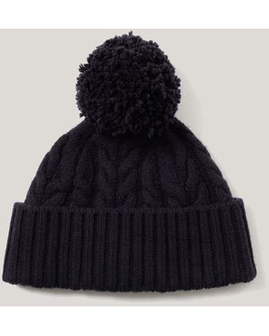 Jigsaw Cable Pom Hat - Blue