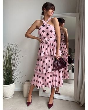 Style Cheat Spot Tiered Halter Dress - Pink