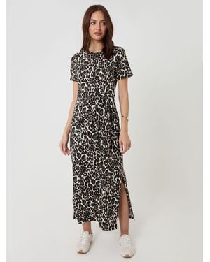 Threadbare Tie Front Side Split Cotton Jersey Midi Dress - White