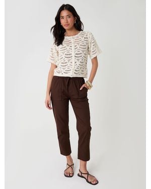 Threadbare Chocolate Drawstring Waist Tapered Leg Pants - Natural