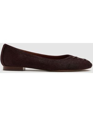 Reiss Adrianna Pony Hair-Effect Leather Lace-Up Ballet Flats - White