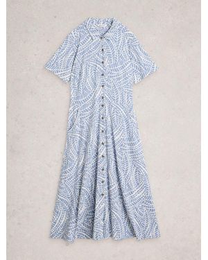 White Stuff Rua Jersey Shirt Dress - Blue
