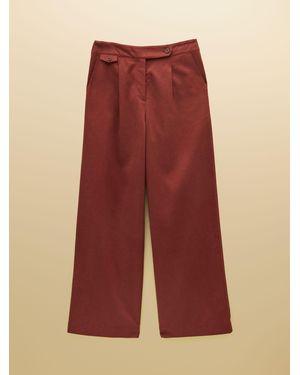 Joules Rust High Rise Wide Leg Smart Trousers - Red