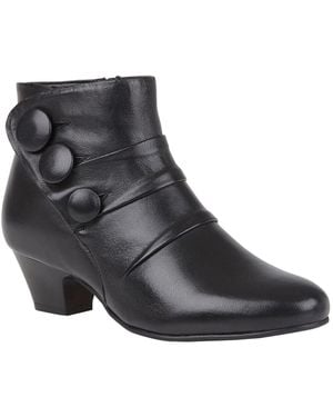 Lotus Leather Ankle Boots - Black