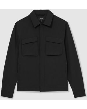Reiss Divide - Black Technical Twin-pocket Overshirt, Xl