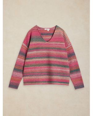 White Stuff Spacedye V-Neck Sweater - Pink