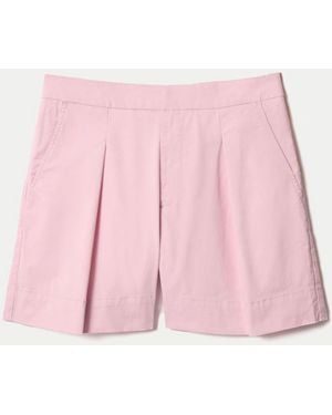 Jigsaw Cotton Pleat Front Chino Shorts - Pink