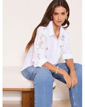Lipsy Touch Of Linen Lace Detail Shirt - White