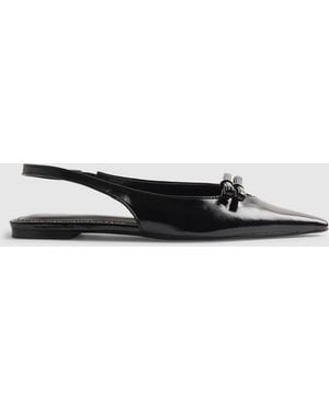 River Island Double Bow Slingback Flat Shoes - White