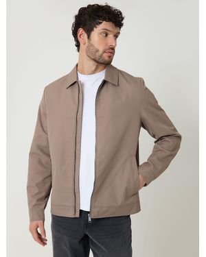 Threadbare Showerproof Lightweight Collared Zip Through Jacket - Natural