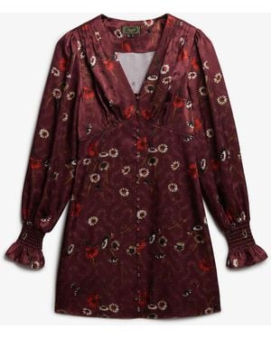 Superdry Jacquard Long Sleeve Mini Dress - Red