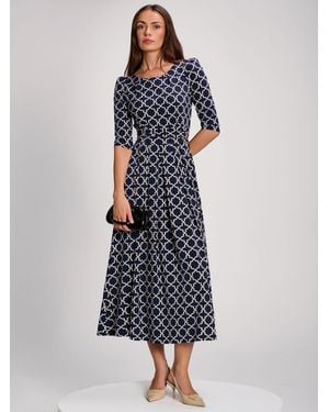 Jolie Moi Printed Jersey Maxi Dress With 3/4 Sleeve - Blue