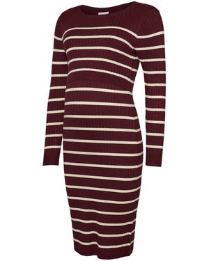 Mama.licious Maternity And Nursing Long Sleeve Knitted Dress - Red