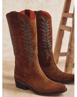 Penelope Chilvers Goldie Embroidered Cowboy Boots - Brown