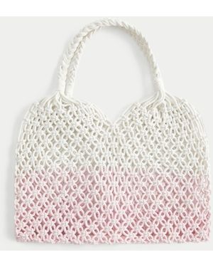 Hollister Dip Dye Textured Woven Beach Bag - Pink