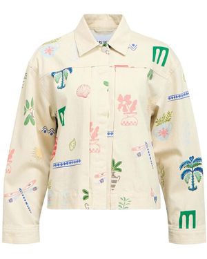 Object Printed Denim Jacket - Natural