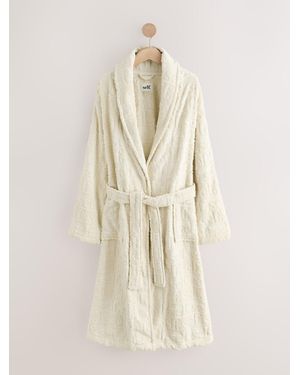 Self Cotton Towelling Robe - Natural