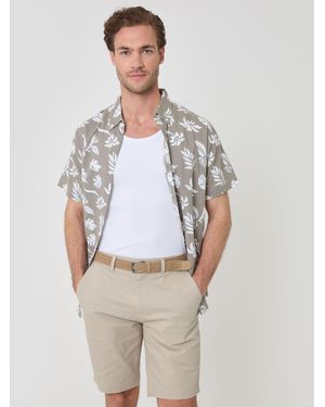 Threadbare Belted Chino Shorts - Gray