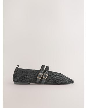 Next Forever Comfort Crochet Weave Mary Jane Shoes - Black