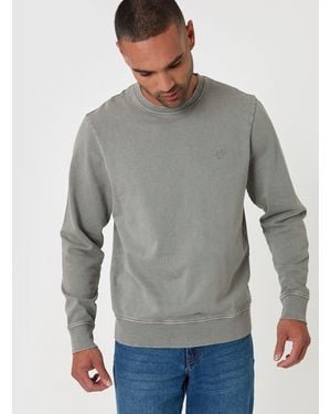 Threadbare Heavyweight Garment Dyed Crew Neck Sweatshirt - Gray