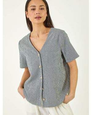 Roman Petite Gingham Buttoned Top - Grey