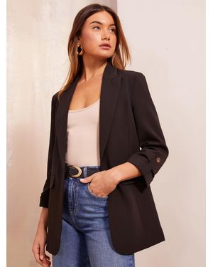 Friends Like These Petite Edge To Edge Tailored Sleeve Detail Blazer - Blue