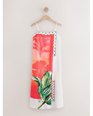 Next Square Neck Cami Midi Dress - Pink