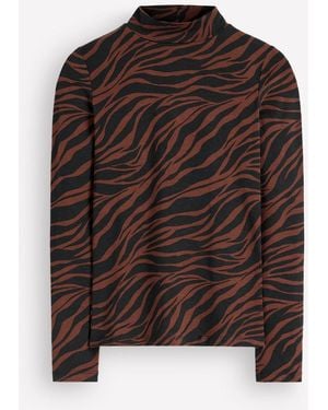 Boden High Neck Jersey Top - Brown
