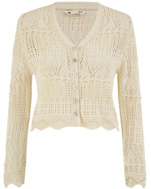 Yumi' Crochet Knitted Cropped Cardigan - White