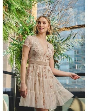 Adrianna Papell Bead Mesh Cocktail Dress - Green