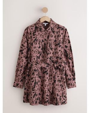 Next Long Sleeve Tie Waist Shirt Dress - Multicolor