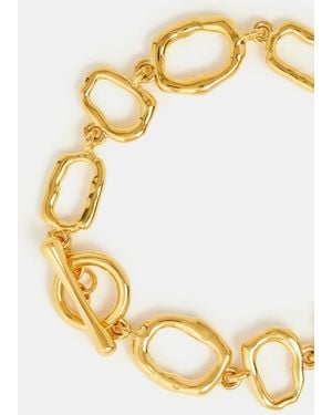Accessorize Tone Stainless Steel Molten Chain T-Bar Bracelet - Metallic