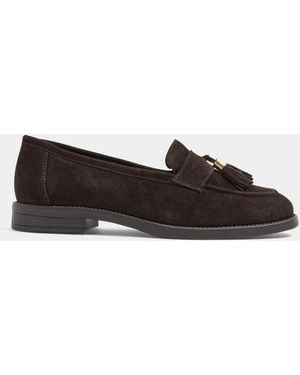 Evans Extra Wide Fit Tassel Detail Suede Loafers - White