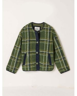FatFace Fatface Willow Check Petite Borg Fleece Jacket - Green