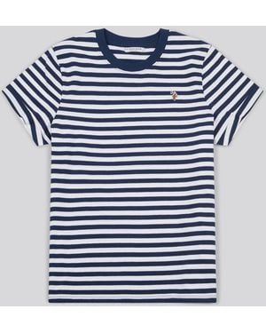 U.S. POLO ASSN. U. S. Polo Assn U. S. Polo Assn. Stripe Crew Neck T-Shirt - Blue