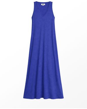 Ro & Zo Petite Slub Jersey V-Neck Midi Dress - Blue