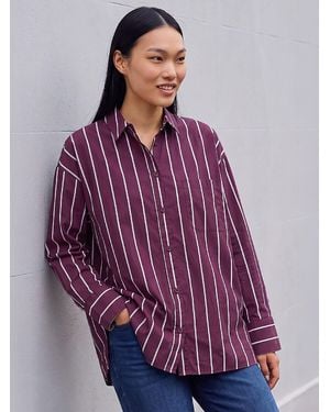 Roman Gestreiftes Oversized-Hemd - Lila