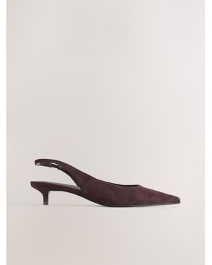 Next Forever Comfort Leather Point Toe Slingback Low Heels - Natural