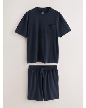 Next Short Sleeve Jersey Pajamas Set - Blue